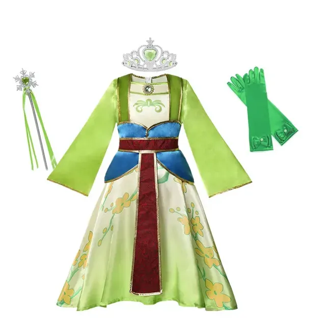 mulan green dress Kosgraiy Costume for Girls,Kids Character Princess Dress,110 A story of honor and strength unfolds as Mulan stands gracefully poised Which dress from Mulan's redesign