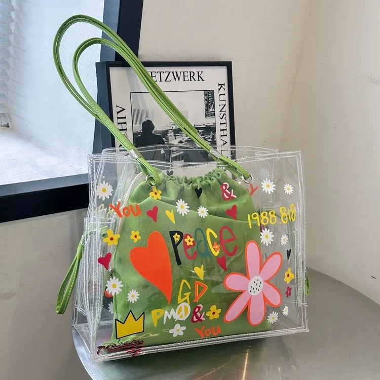 Totes 2024 Versatile Transparent Jelly Bag For Women Large Capacity Fashion Niche Portable Shoulder Tote Spring And Summer