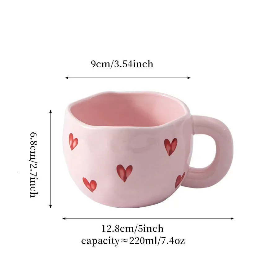 Taza De Amor Pintada A Mano Con Mango De Corazón Taza De Café De Cerámica  Para El Desayuno, Leche, Té Regalo Hecho A Mano De 25,05 € | DHgate, image size:900x900