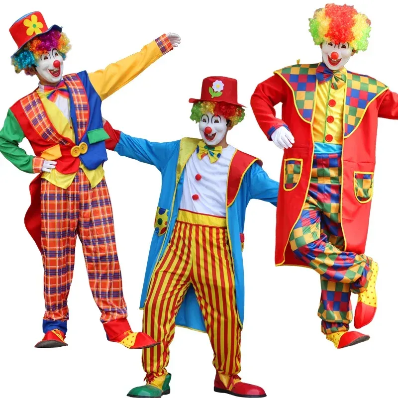 Disfraz De Payaso Para Adultos – Set De 5 Piezas Con Peluca, Nariz, Guantes, Chaleco Y Pajarita – Colores Rojo, Amarillo, Azul Y Verde – Ideal Para Halloween, Carnaval Y Fiestas De Circo