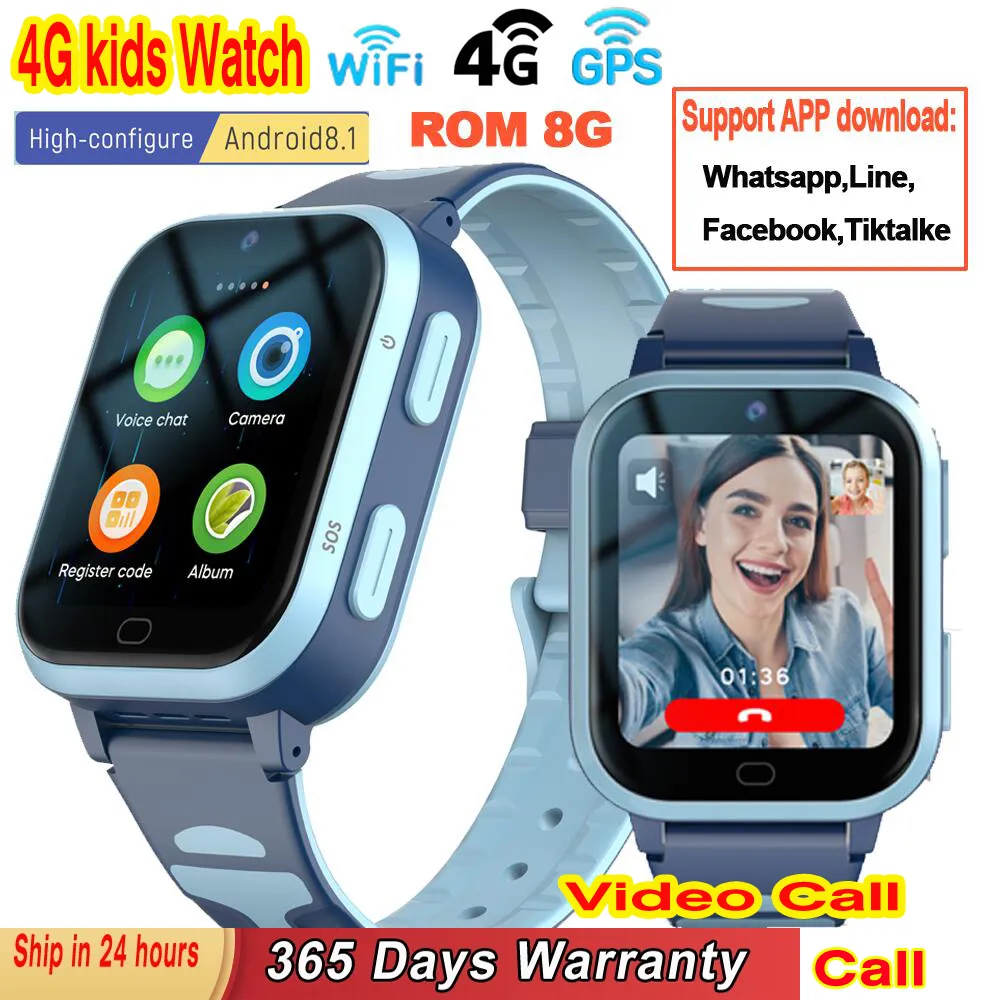 4G Kids Smart Watch 8GB ROM GPS WIFI SOS Video Call Phone Android Watch ...