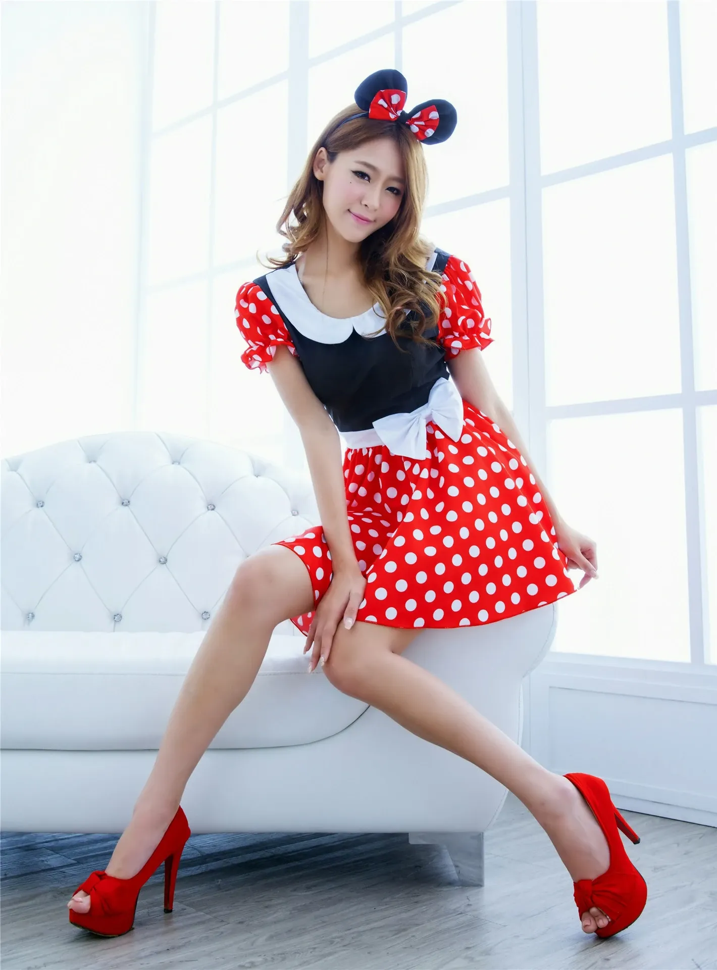 sexy mini mouse dress Sexy Womens Halloween ladies Minnie Red Mouse Fancy Dress Costume outfit 8-14