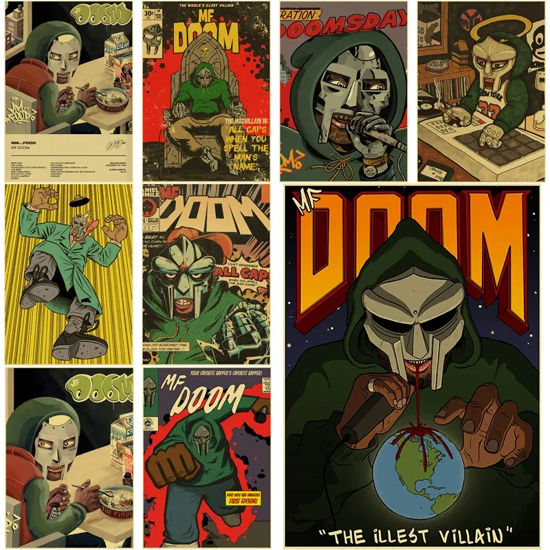 Retro MF Doom Kraft Paper Prints DIY Rapper Singer Vintage