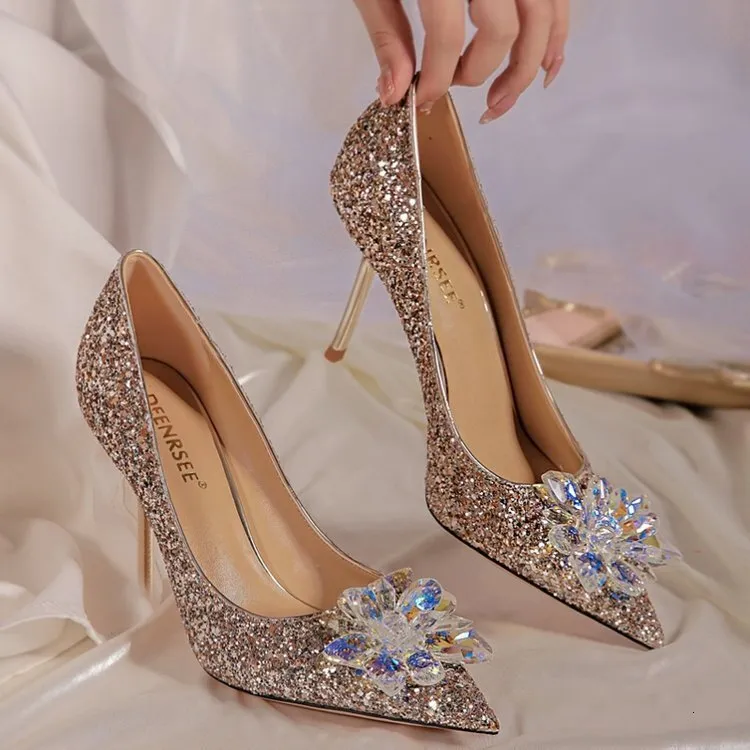 Ddmywed French Ddmysaturn New Autumn Main Wedding Dress Bride S Shoes Bridesmaids Crystal Slim Heels High For Women_voghion.com