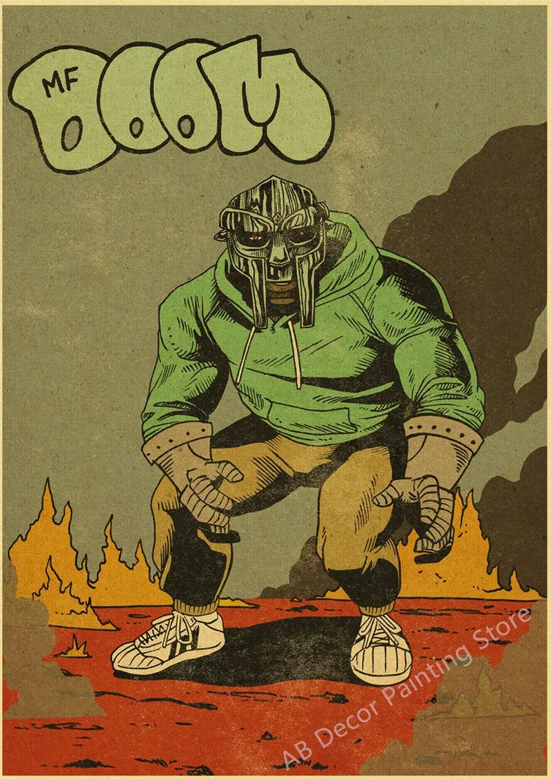 Retro MF Doom Kraft Paper Prints DIY Rapper Singer Vintage