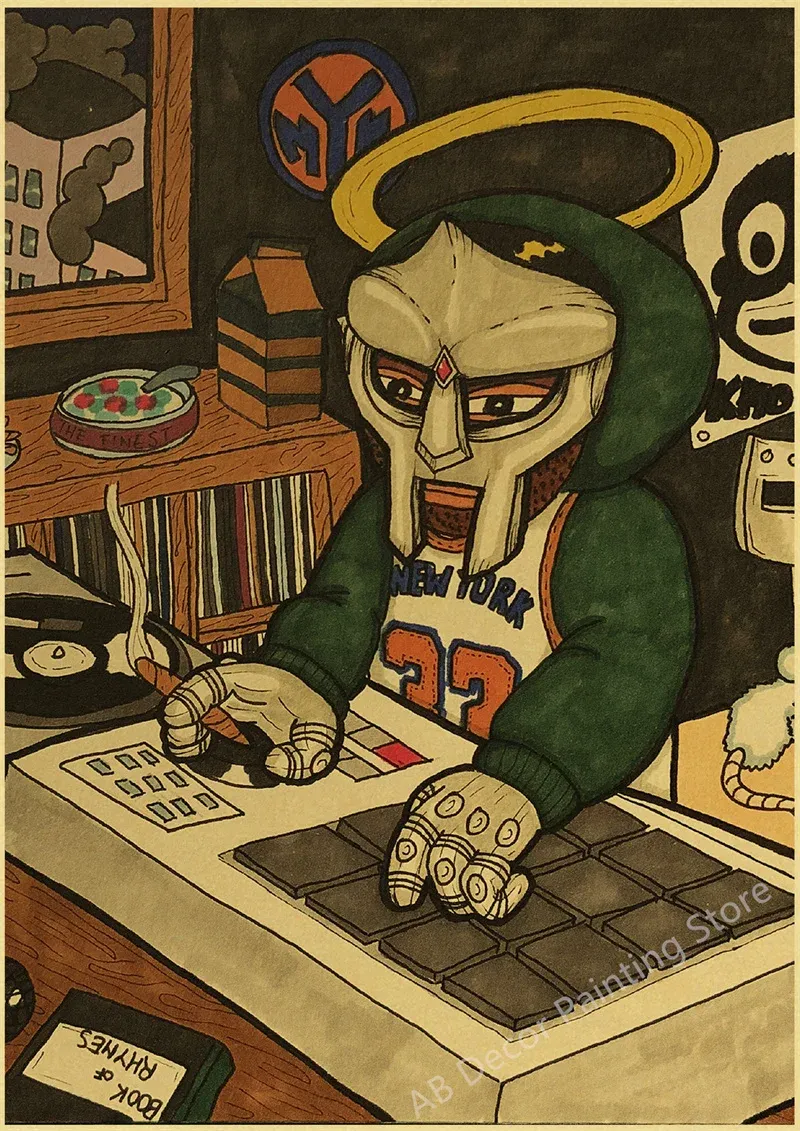 Retro MF Doom Kraft Paper Prints DIY Rapper Singer Vintage