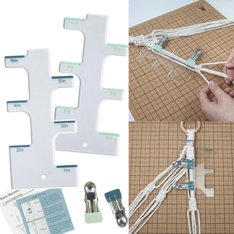 Weaving Ruler Macrame Gauge DIY Ruler: Acrylic Plant Hanger Measuring Tool With Metal ...