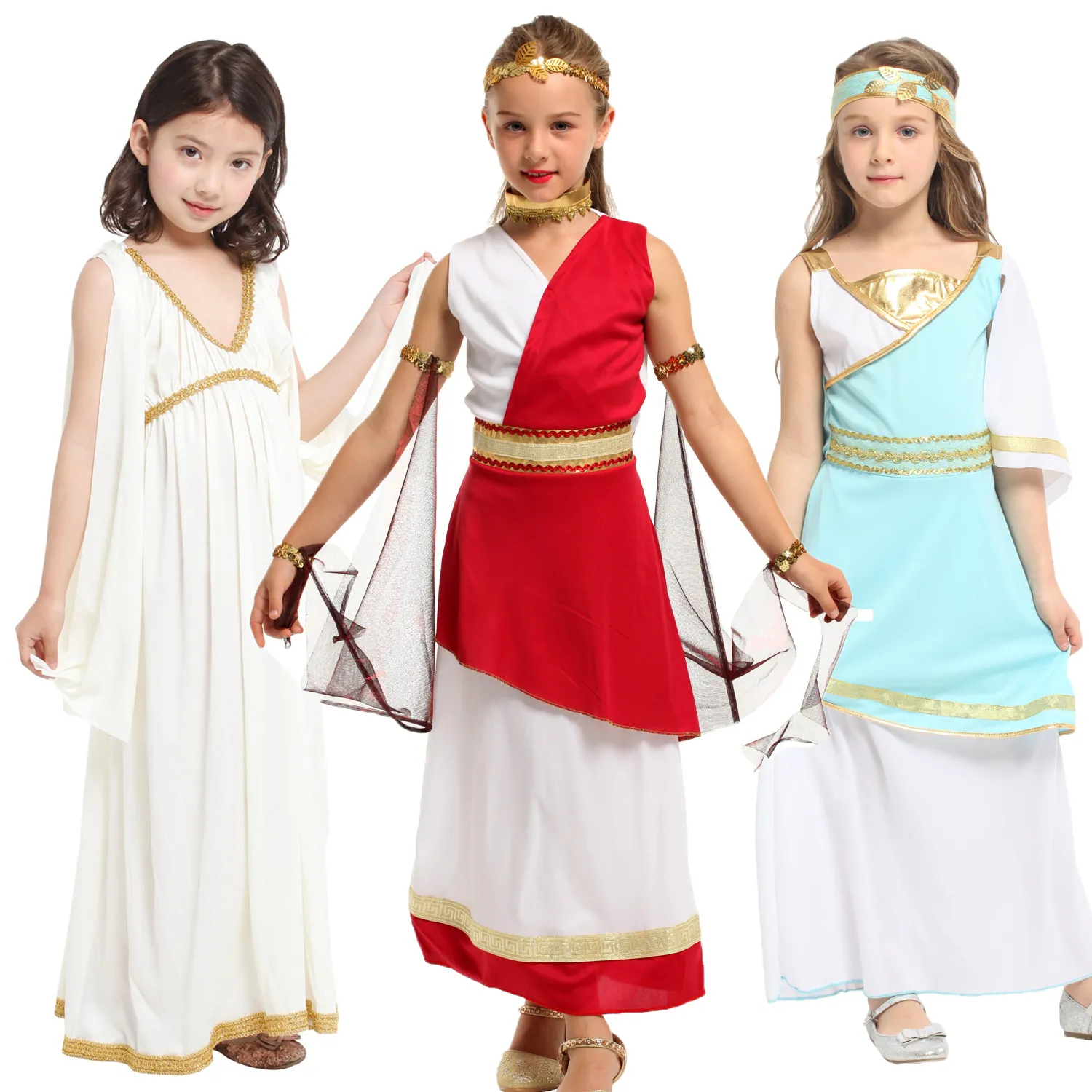 Save Big on Bulk Children's Greek Goddess Costume Kids Child Ancient Greek  Goddess Costume Athena Cosplay Girls Roman Grecian Toga Dress Purim