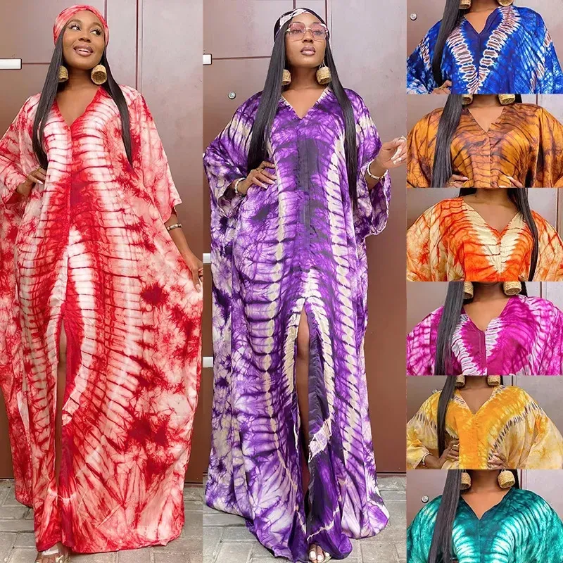 Long Dress Muslimah with Headscarf African Retro Printed Robe for Women ...