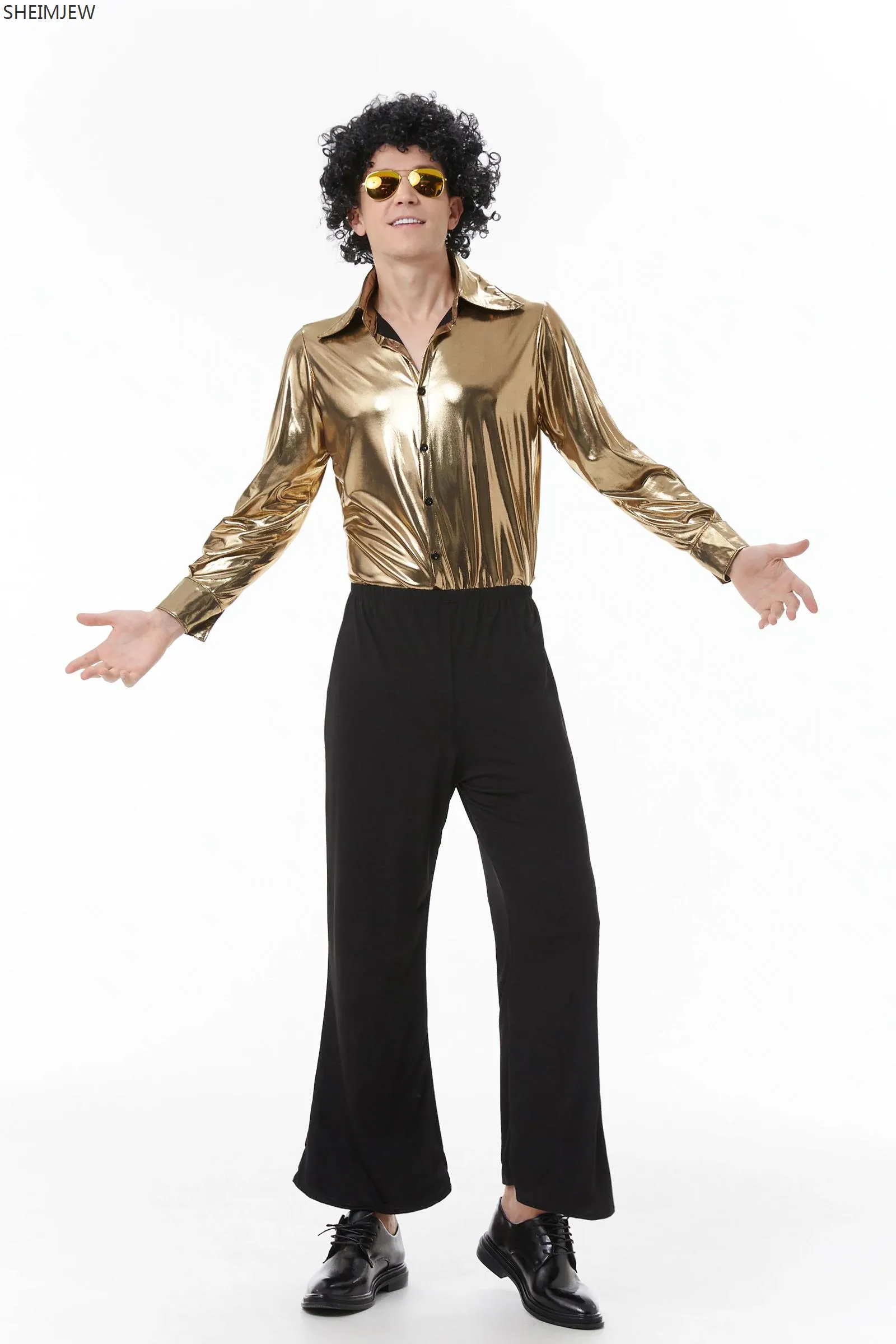 Retro Hippie halloween jumpsuit for Adults - Retro 70s, 80s & 90s Disco Golden Couple Dress Up for Nightclubs and Singers in 2024