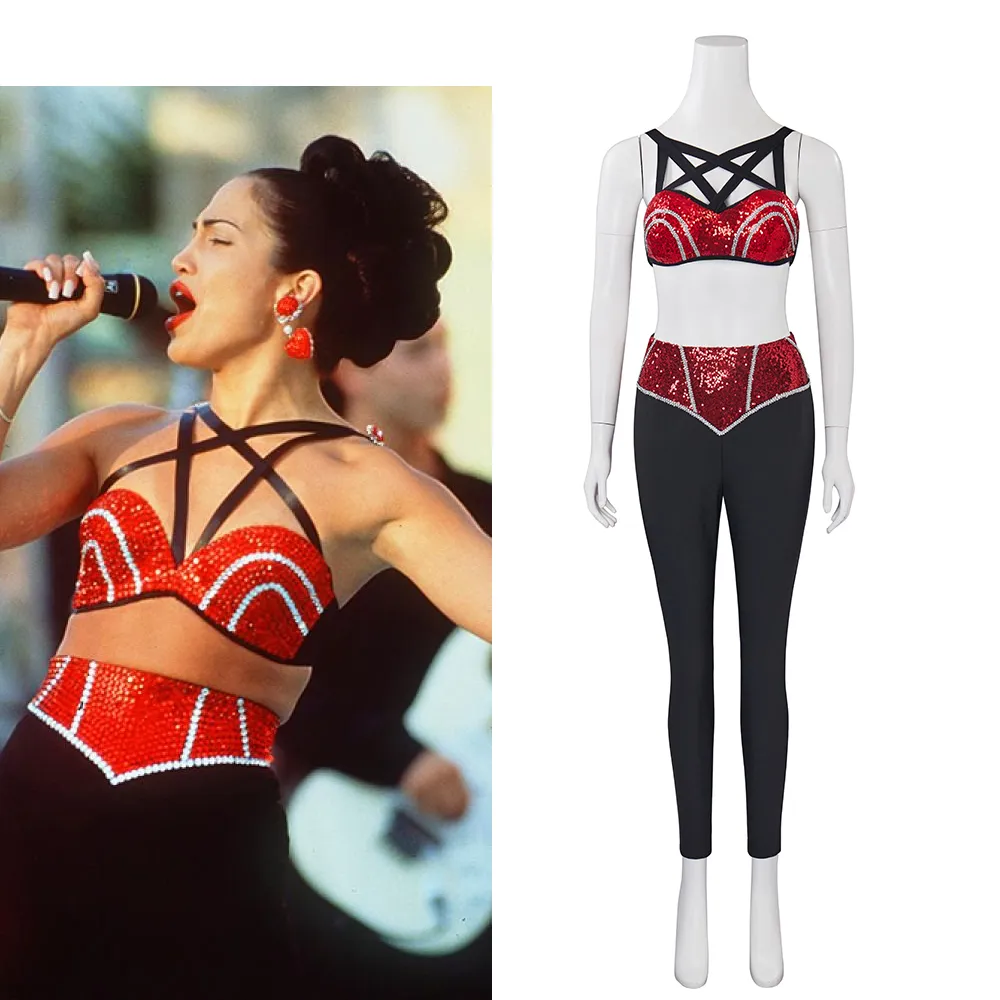 Selena Quintanilla Inspired Clothing, Womens Costume Set: Sparkly