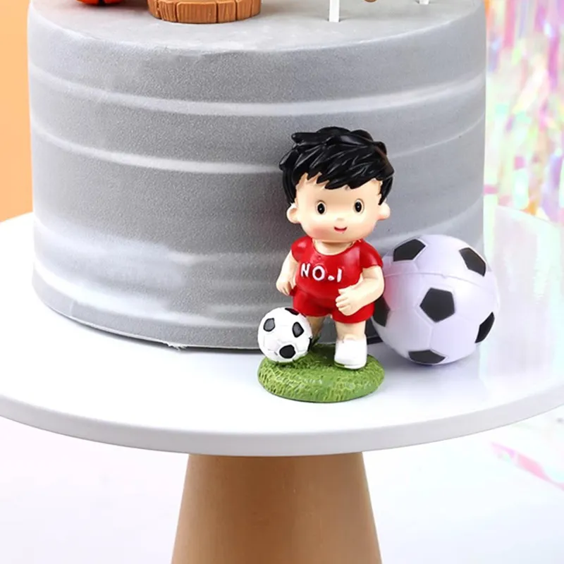 Gostman "First Year Down" Football Cake Topper - Wooden 1st Birthday Party Decor For Boys & Sport Themes