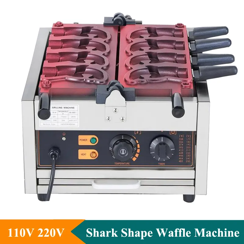 Waffles Coating Machine Electric Taiyaki Waffle Stick Machine With Shark Shape And Open Mouth ...
