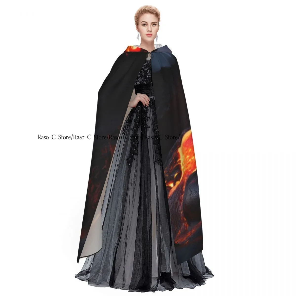 Capa Negra Con Capucha De Terciopelo – Disfraz Unisex Para Halloween, Vampiro O Bruja