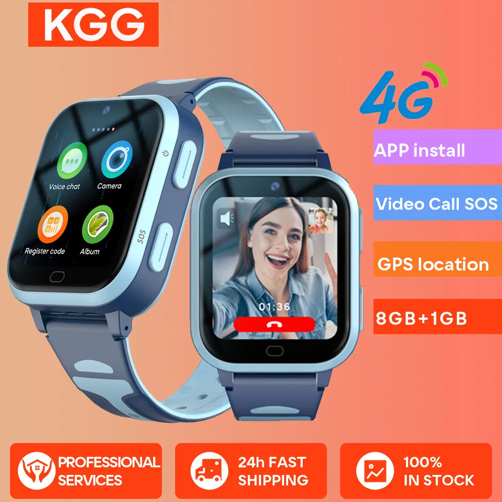 KGG 4G Kids Smart Watch ROM 8GB Video Call Phone Watch Call Back Monitor Alarm Clock Phone