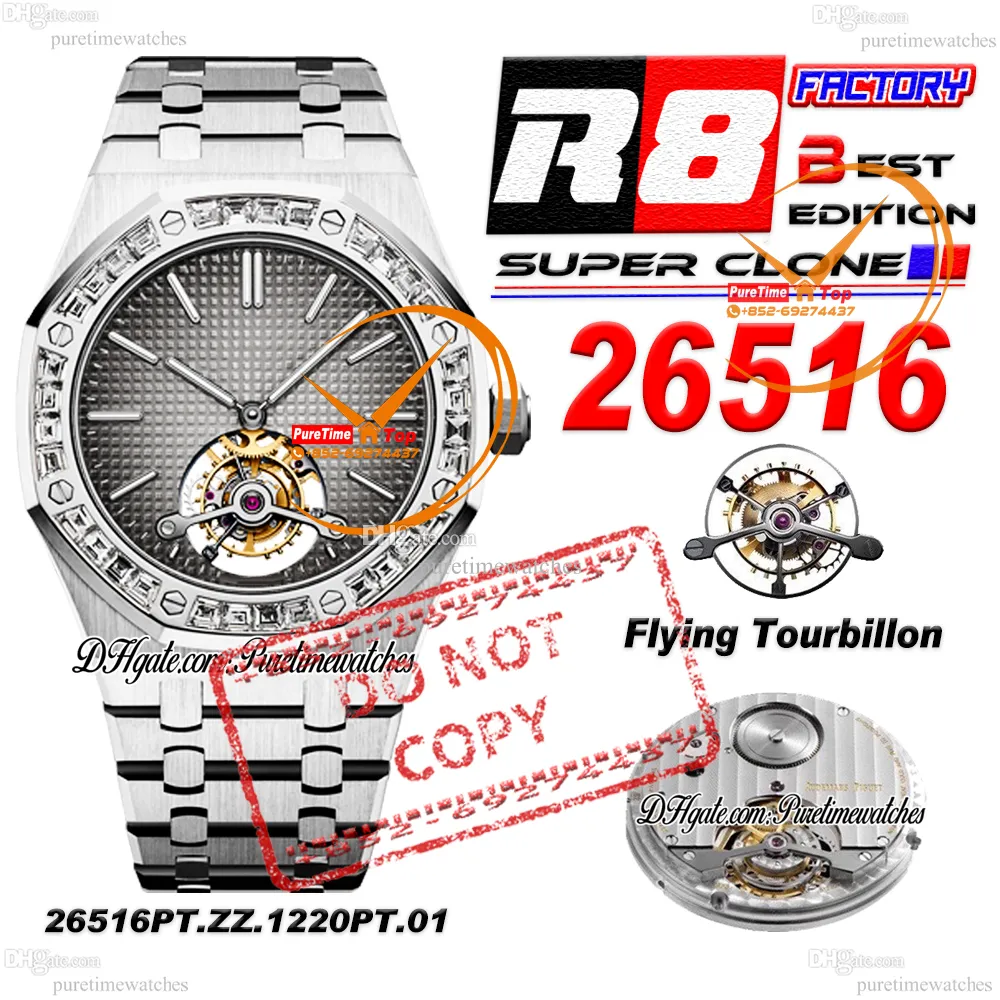 Save Big on Bulk Mens Tourbillon Watches 26516 SIHH Hand Widing Mechanical  Real Tourbillon Mens Watch R8F 41 Diamonds Bezel Gray Textured Dial