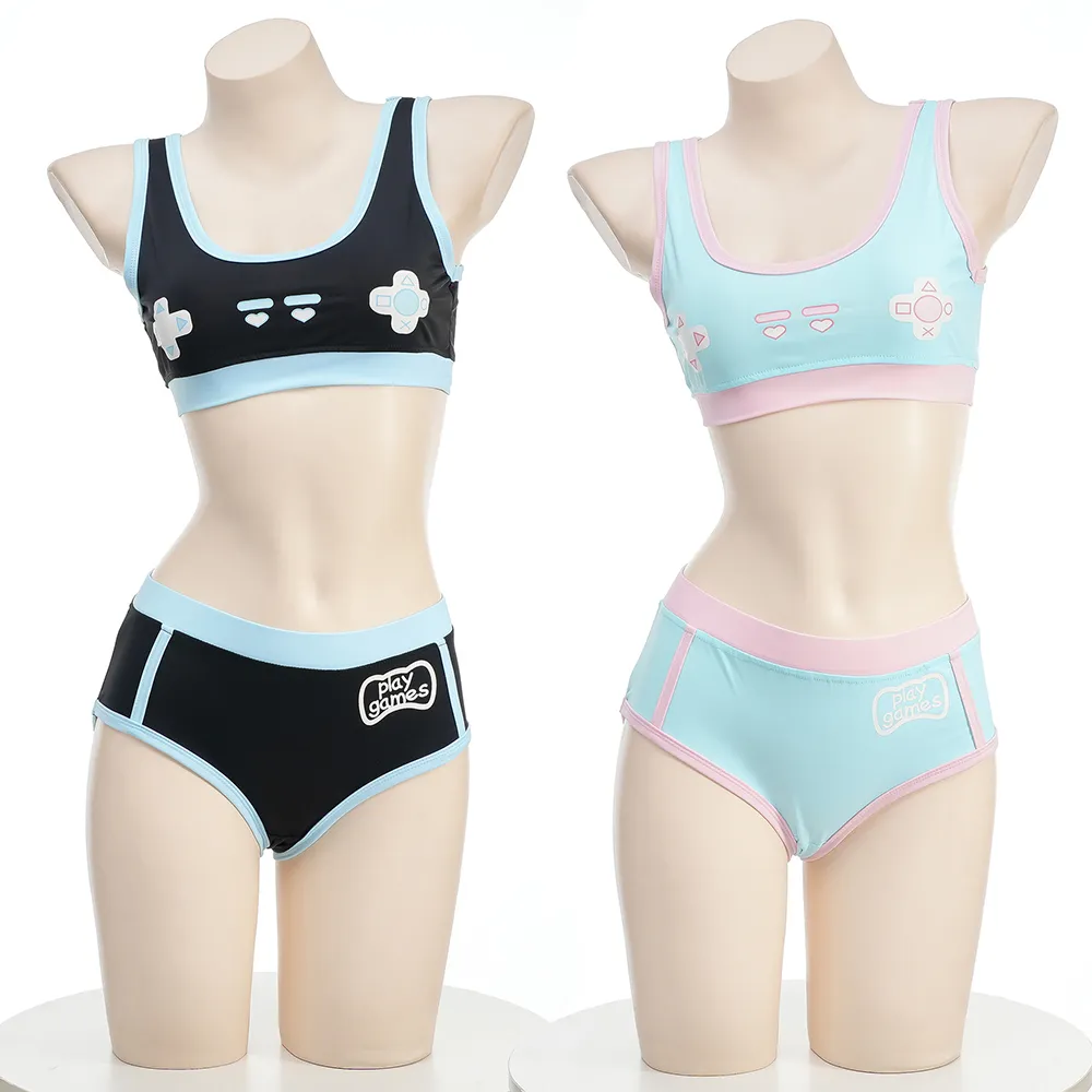 Anime Bikini Womens Split Swimsuit With Game Controller Print