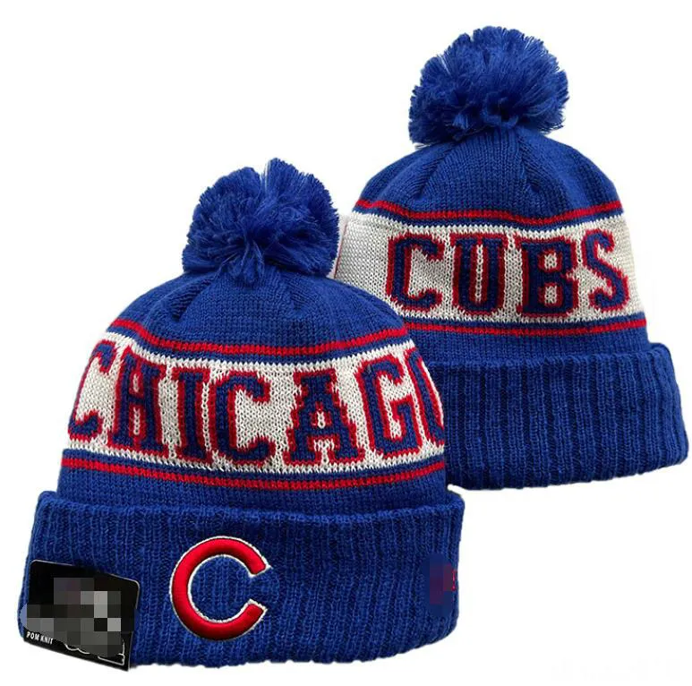 Save Big on Bulk Sports Beanie Hats Men Knitted Cuffed Pom CUBS 2024  Champions World Series Beanies Bobble Hats Sport Knit Hat Striped Sideline  Wool