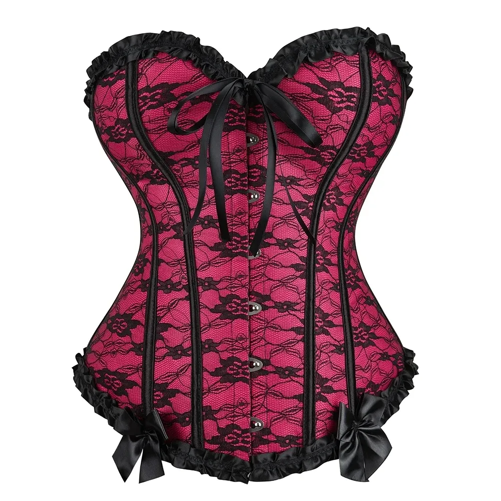 Corset Femme à Lacets Ajustable Bustier Gothique Dentelle