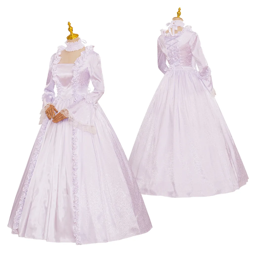 strapless open back dress 1900s Lace Panel Stand Collar Princess Dress Maxi / L I Retro Fairy