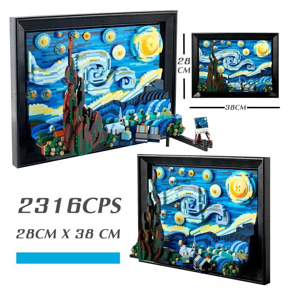 Starry Night Vincent Van Gogh Pixel Art Drawing Website Building Blocks ...