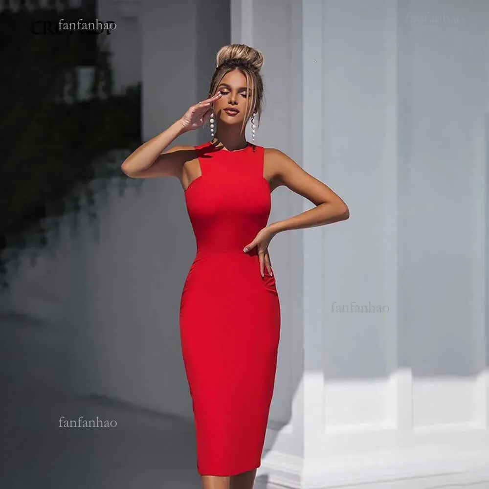 Vestido Midi Rojo Sin Mangas, Vestido De Tanque De Verano De