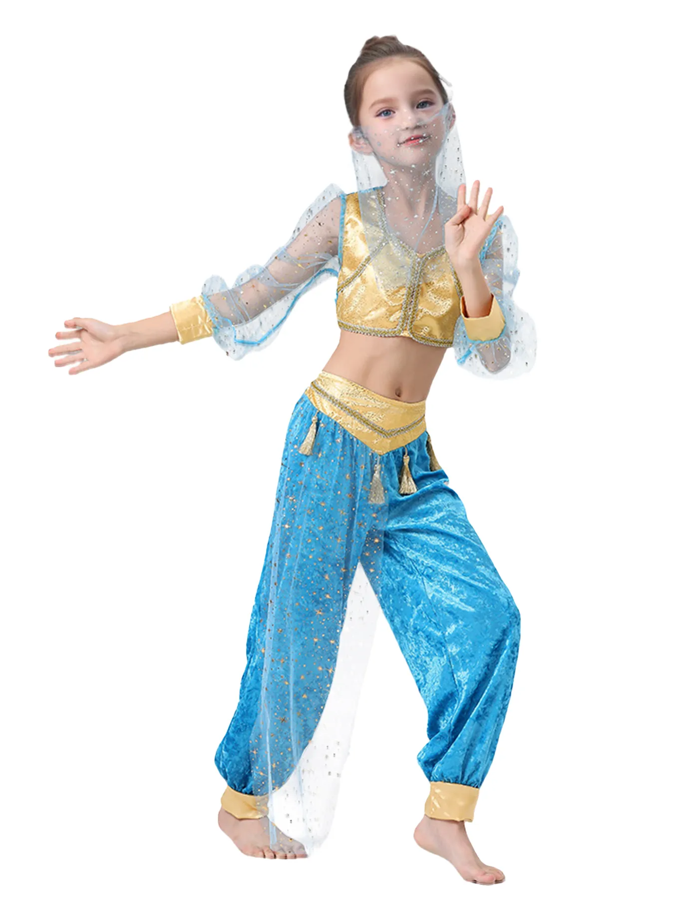 open lace back dress Princess Jasmine with Embroidered Jacket Cosplay Costume