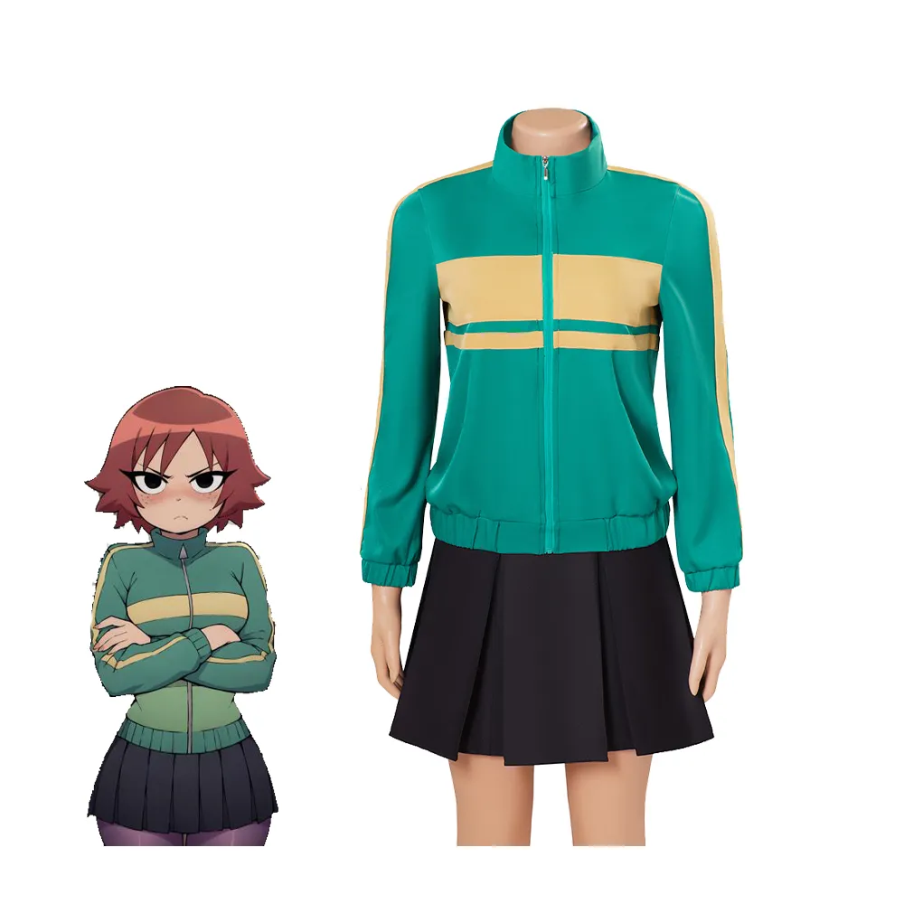 Save Big on Bulk Scott Pilgrim Costume Scott Pilgrim Kim Pine Cosplay  Costume Women's Green Jacket Mini Skirt Full Set School Uniform Sportswear 