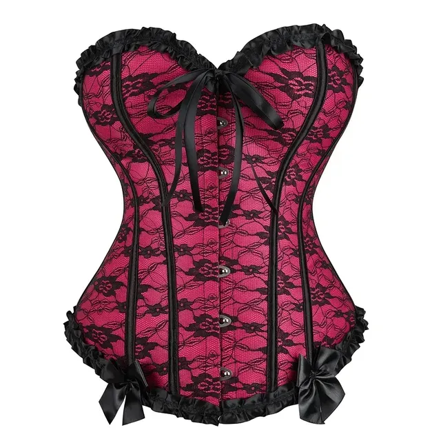 Corset Femme Bustier à Lacets Gothique - Dentelle Push-up, Armature Spirale - Pour Costume, Halloween, Soirée - Taille XS à XXL