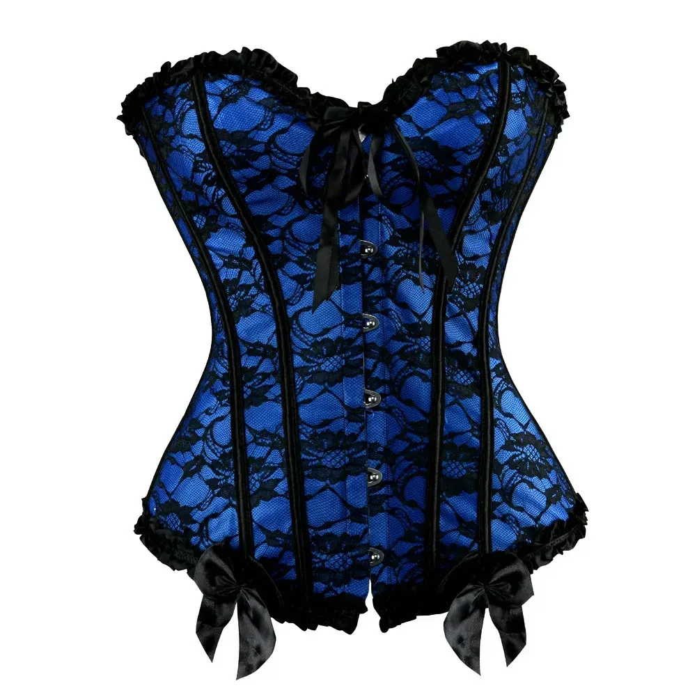 Corset Femme Ajustable Lacets – Style Gothique Victorien, Dentelle Florale, Grande Taille XS-7XL | Pour Halloween, Fête, Cosplay