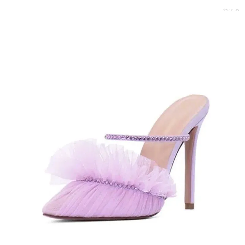 Purple Mesh Pleated High Heel Mules Pointed Toe Slip-On Women Dress Shoes  for Formal Events from Dhgate Dress Shoes - price 198.65