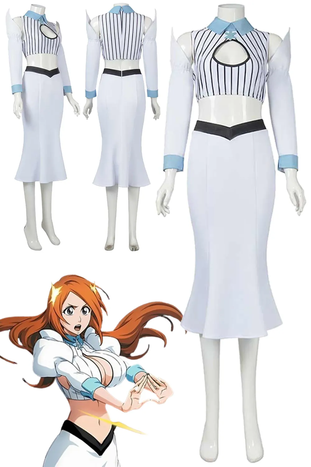 Inoue Orihime Cosplay Costume Set for Women Polyester Anime