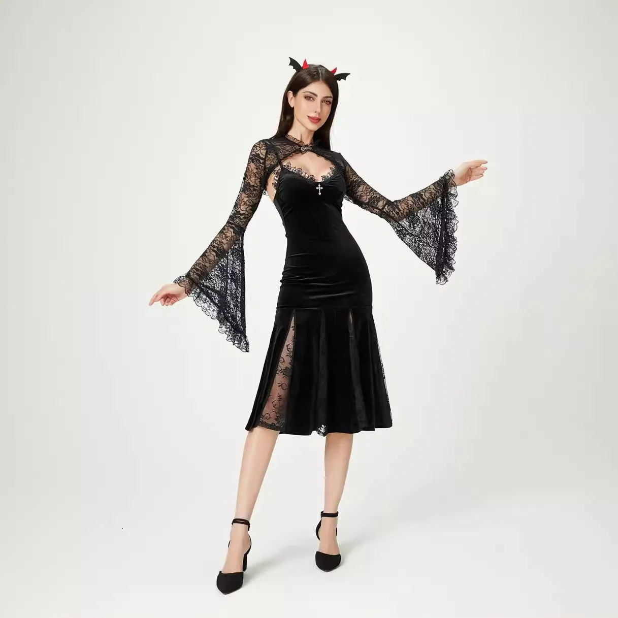 New Womens Gothic Lace Cheongsam Dress Black Slim Fit Halloween Costume  Sexy Spicy Style From Clothes111c, $44.73 | DHgate.Com