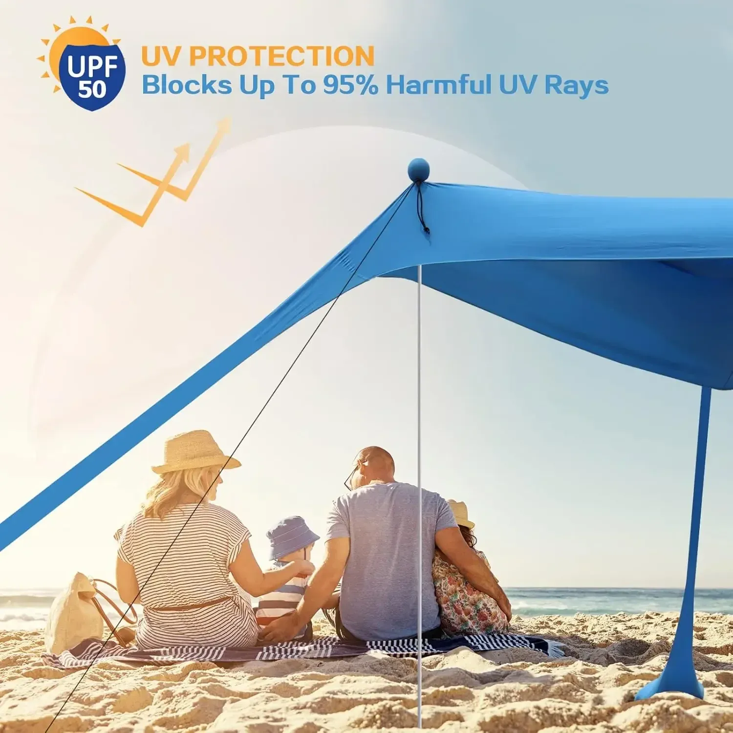 Auvent De Plage Et Camping – Tente Portable Imperméable 210x230x160 Cm – Toile 170T, Armature Acier – Idéal Pique-Nique Et Pêche