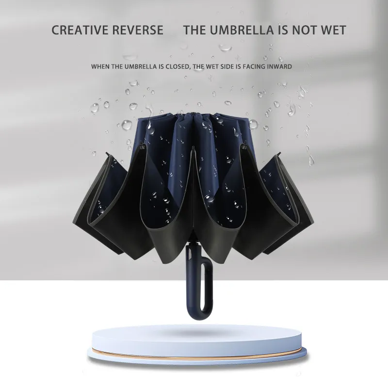 Parapluie Grand Diamètre A2ZWORLD - 104 Cm, 12 Baleines, Pliable 3 Fois, Ouverture/fermeture Automatique