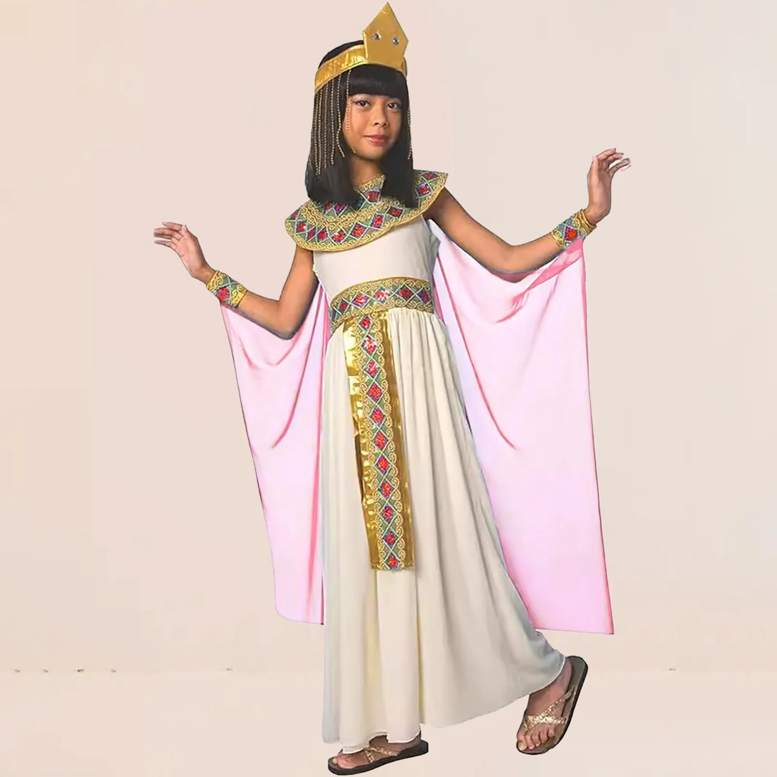 Pharaoh Costumes: Kids Egyptian Queen Dress Cleopatra Halloween