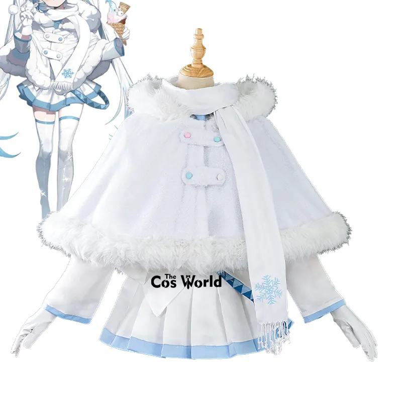 anime winter dress ANIMECC 2023 Snow Miku Cosplay Costume Wig Anime Mikuu Winter Lolita Dress Hat Hairwear Halloween Party Outfits for Women Girls