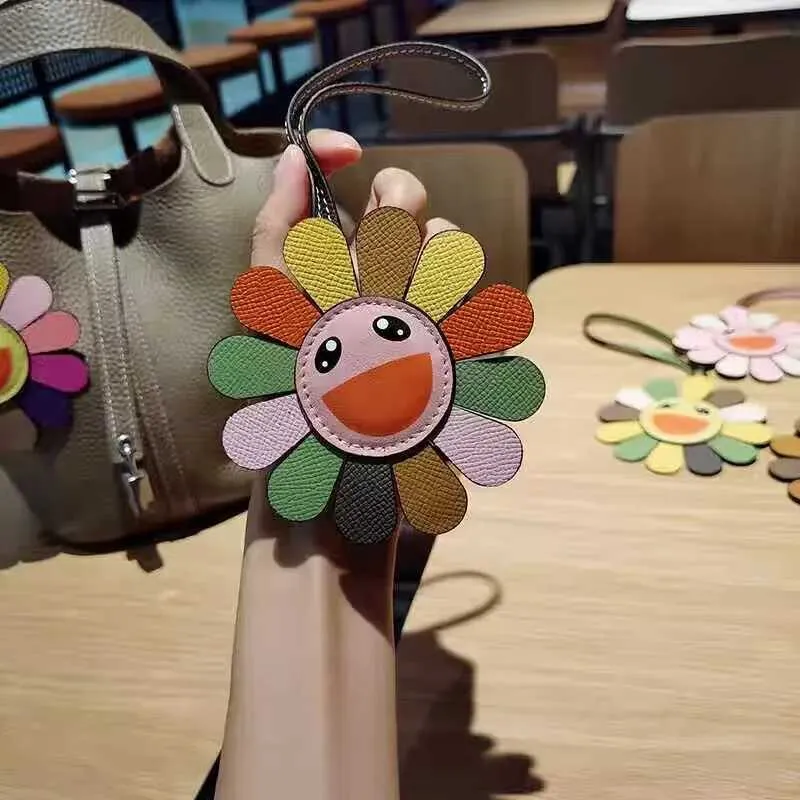 Keychains Lanyards Genuine Leather Sunflower Bag From