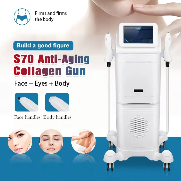 Collagen Machine RF Collagen Gun with 2 Handles for Face Lifting and Body Shaping Radio ...