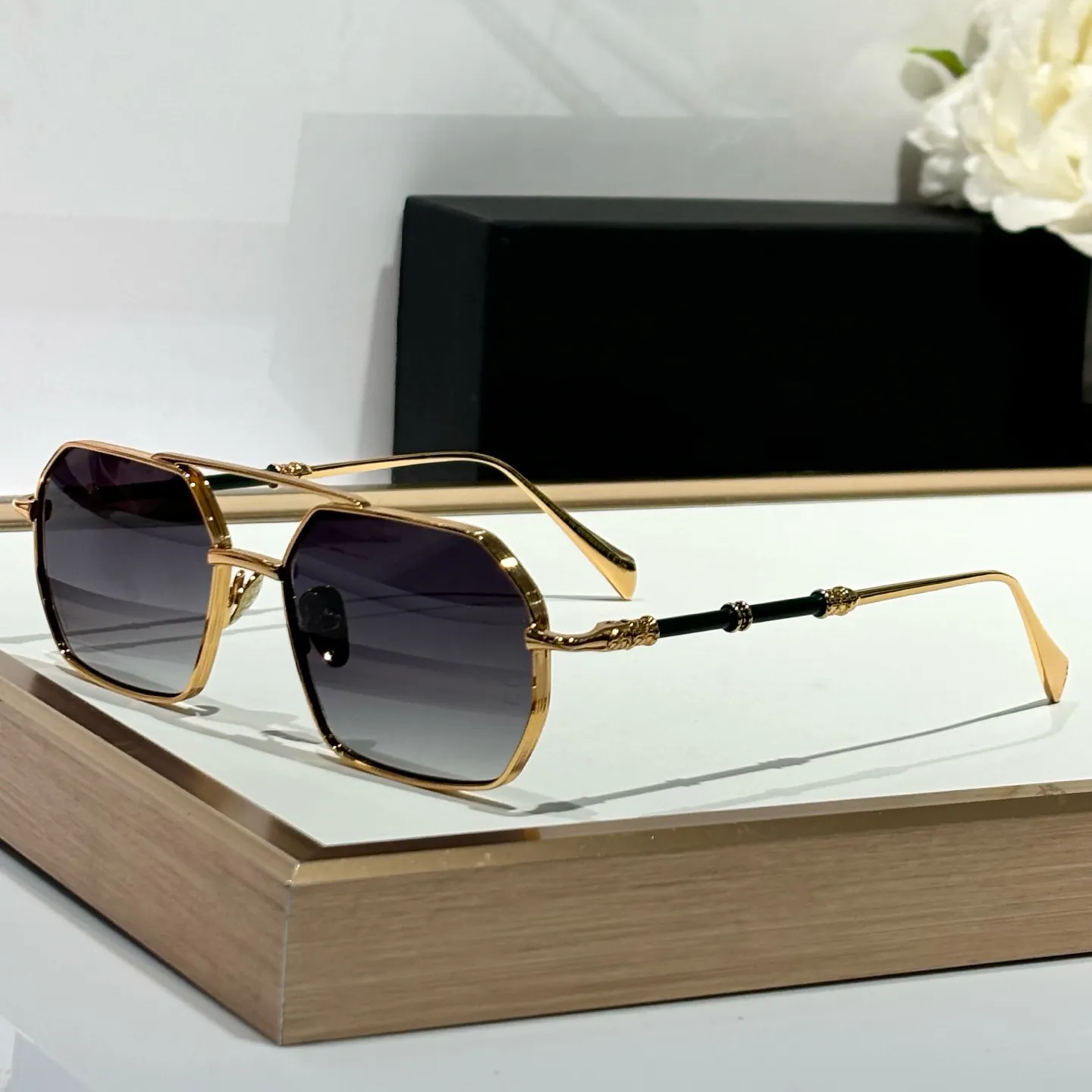 Oversized Square Sunglasses with UV Protected Lenses and Metal Brow Bar Aubree Sunglasses | Kendra Scott main image 4