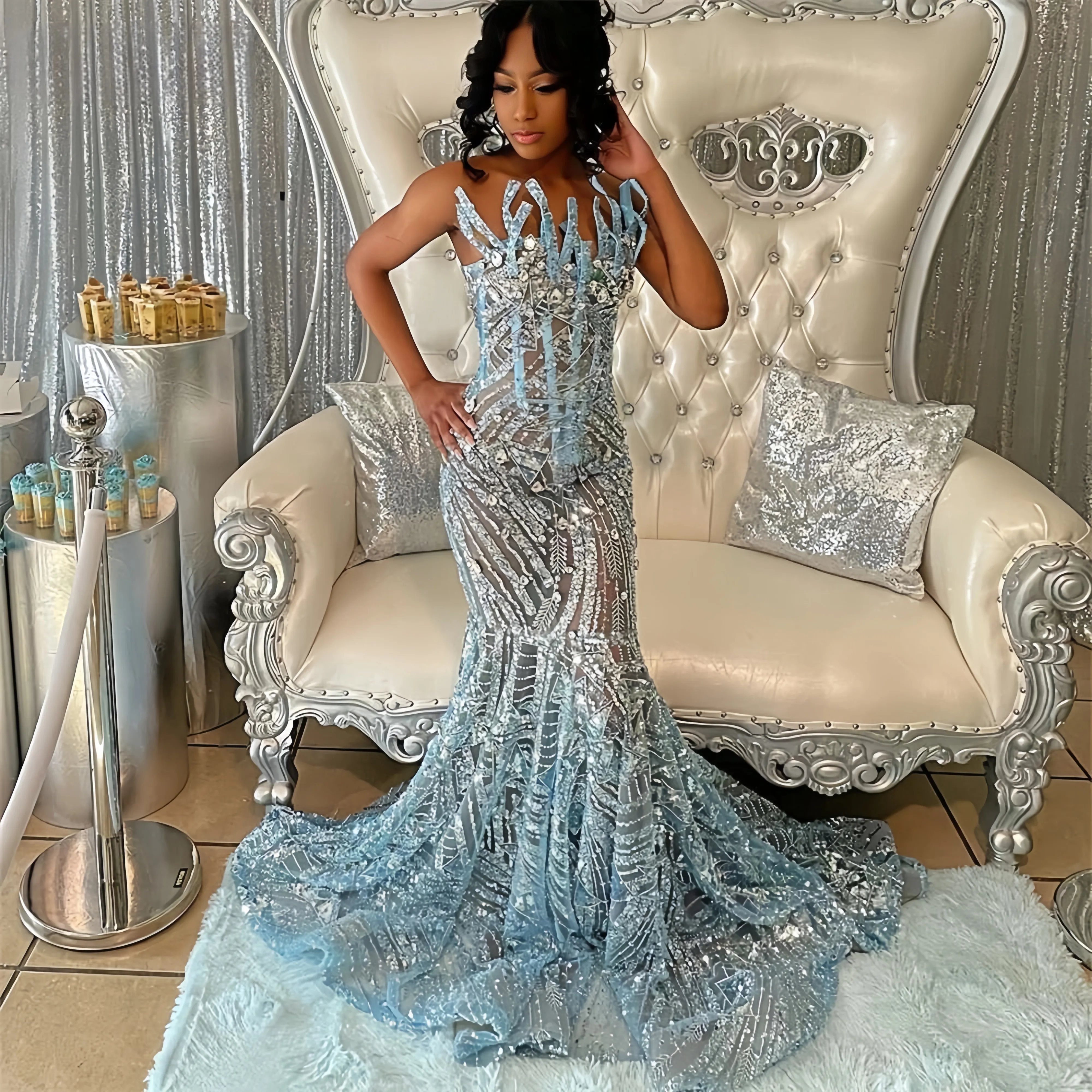 green emerald velvet dress Applique Off Shoulder Corset Ball Gown by Petite Adele PQ1055 S / Royal Blue/Gold