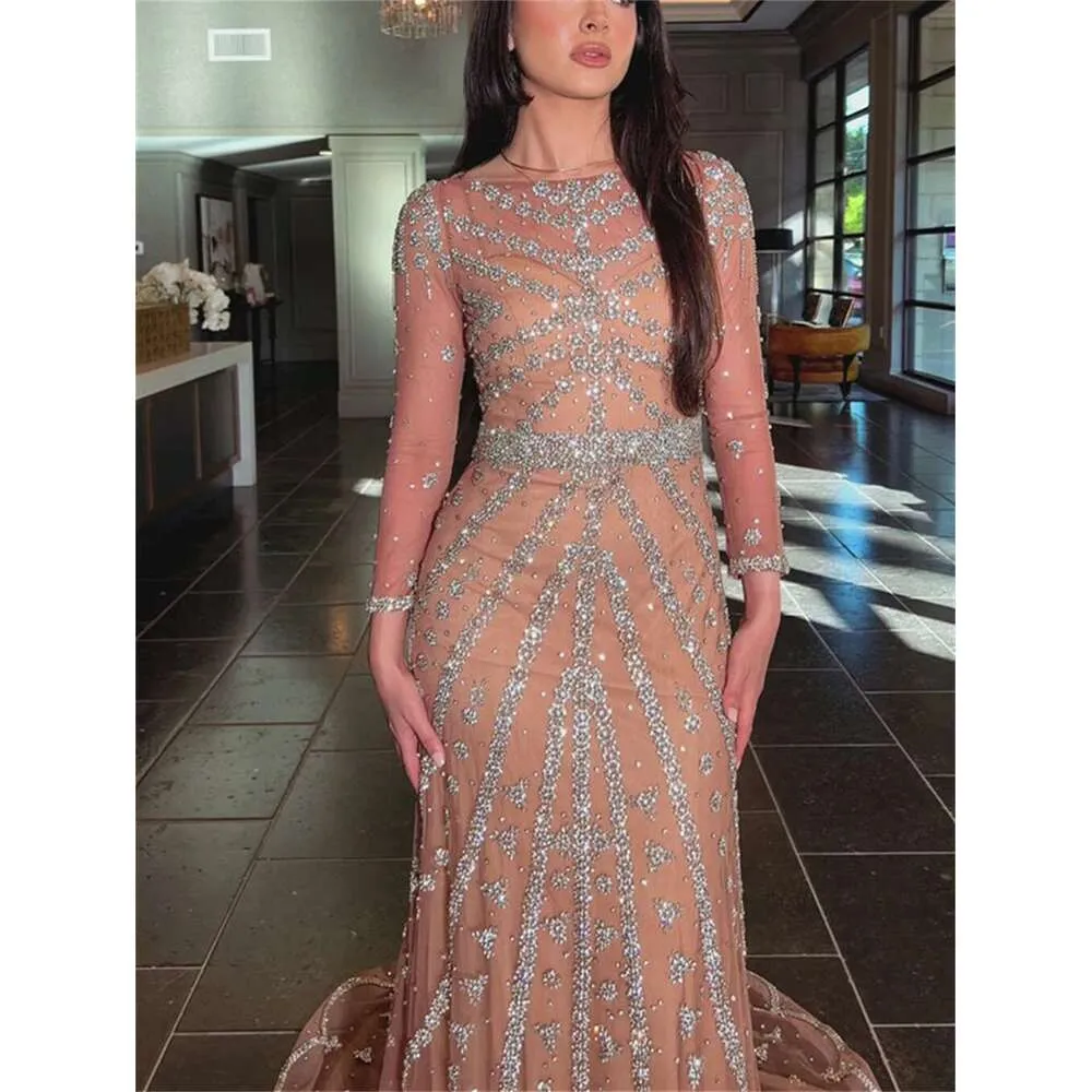 green emerald velvet dress Elegant Long Champagne Mermaid Lace Graduation Dresses with Long Sleeves main image 1