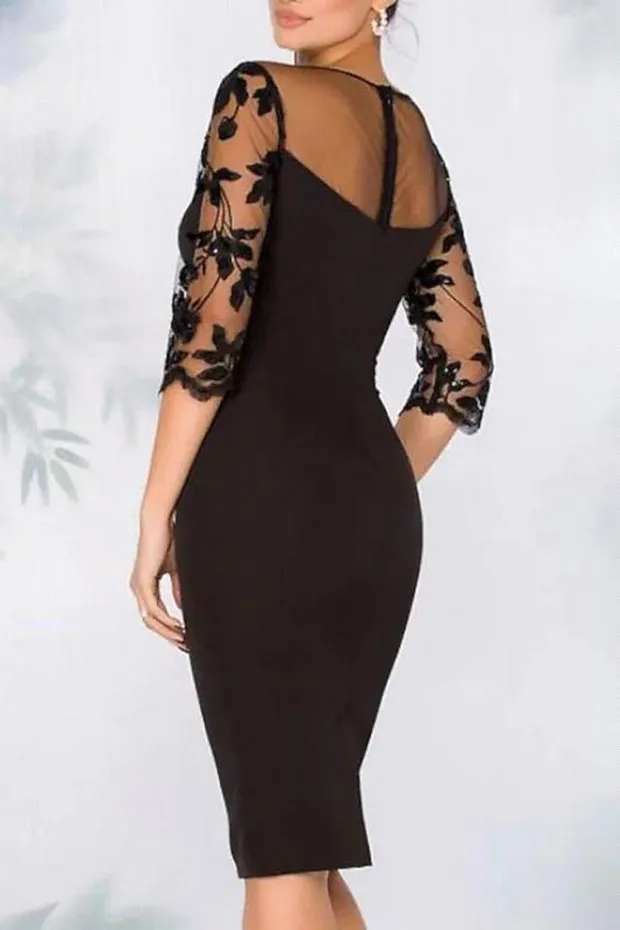 Vintage Full Lace Mother Dress for Wedding with Wraps Bateau Neck Tea Length Mother Dresses for Special Occasions Real Photo CPS767