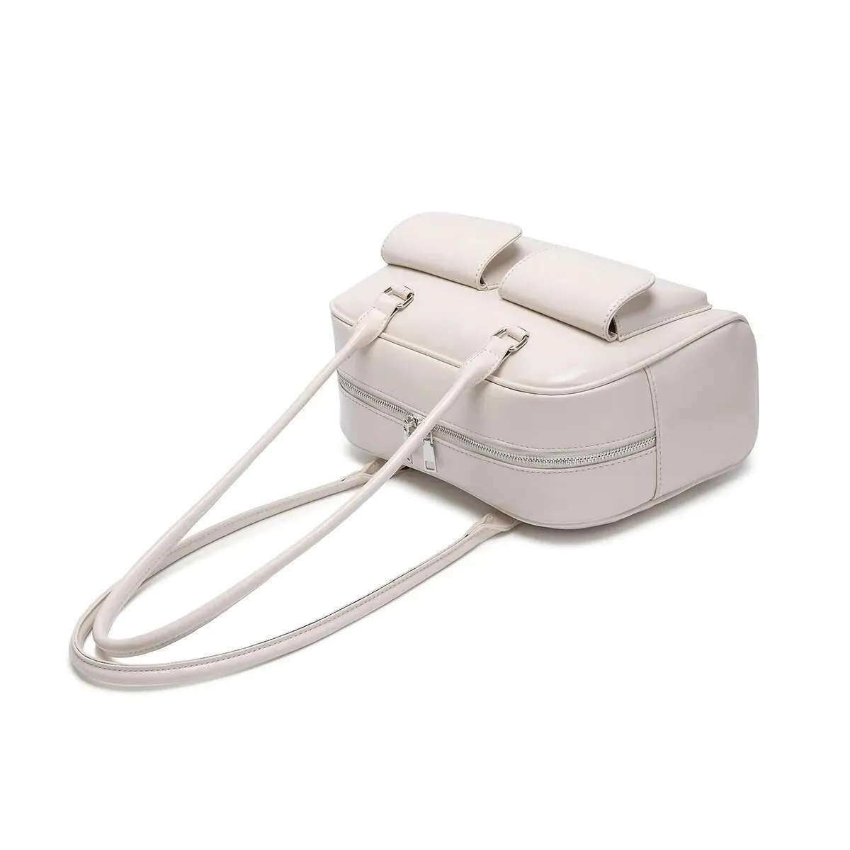 Vintage schoudertas voor dames wit leren handtas chic casual_voghion.com