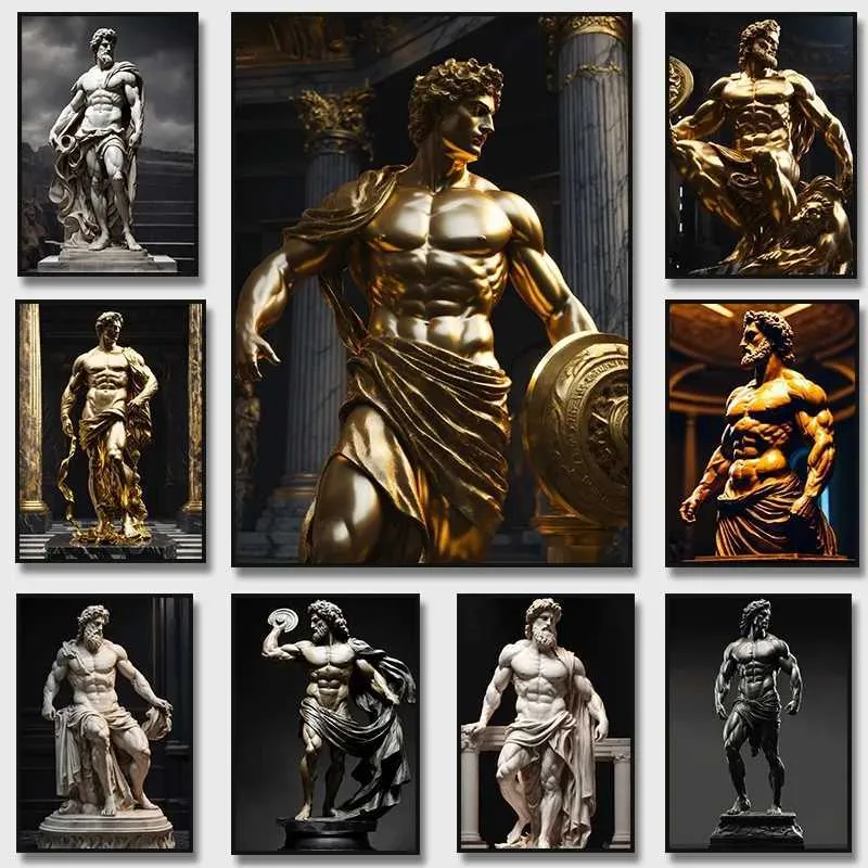 Gold Statue Muscular Greek God Statue Prints Poster... From Muyixin ...