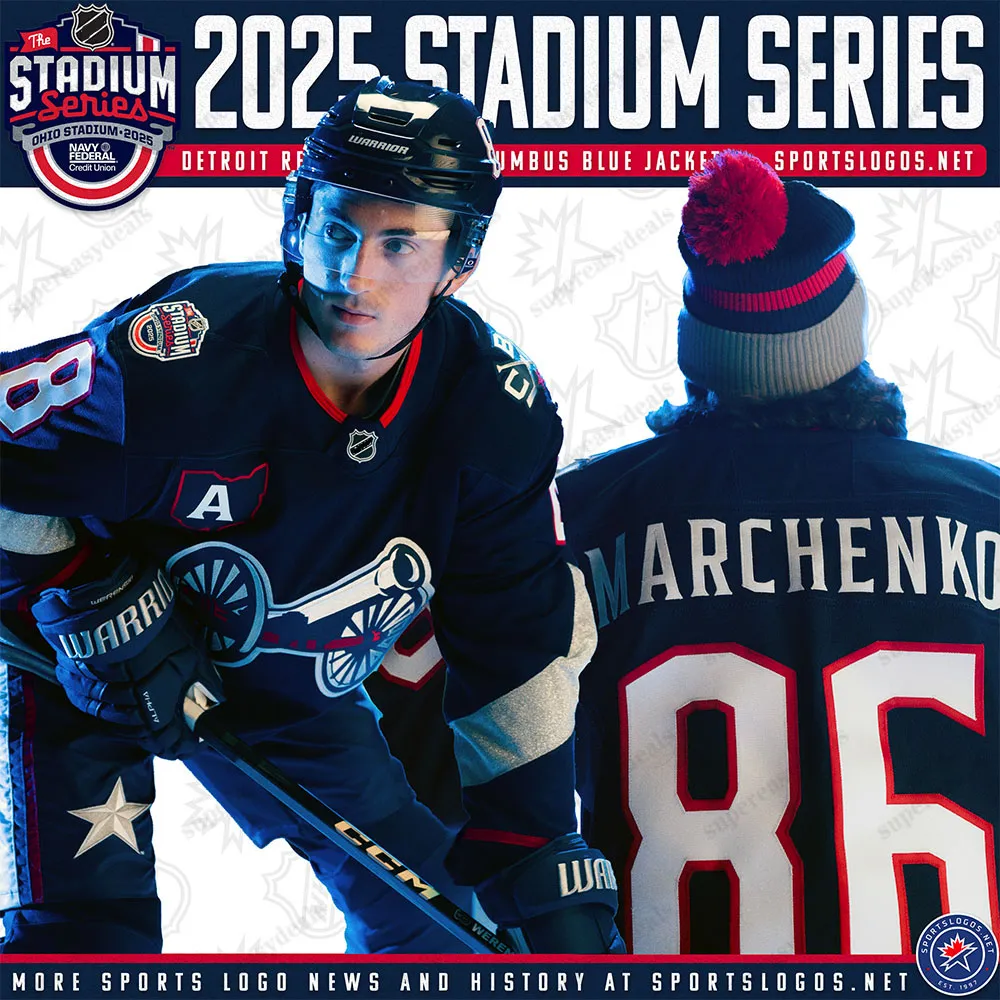 8 Zach Werenski Jackets 2025 Stadium Series Jerseys 13 Johnny Gaudreau Kirill Marchenko Adam Fantilli Mathieu Olivier Blue Sean Monahan Dmitri Voronkov Customs