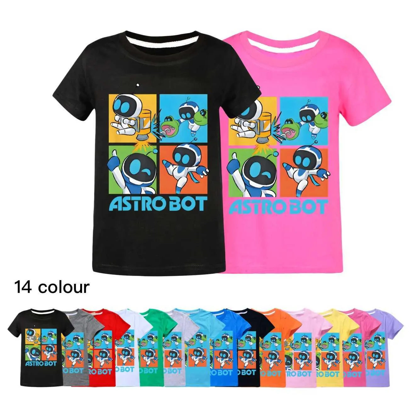 Kids Astro Bot Graphic T Shirt, Hip Hop Rock Knit From