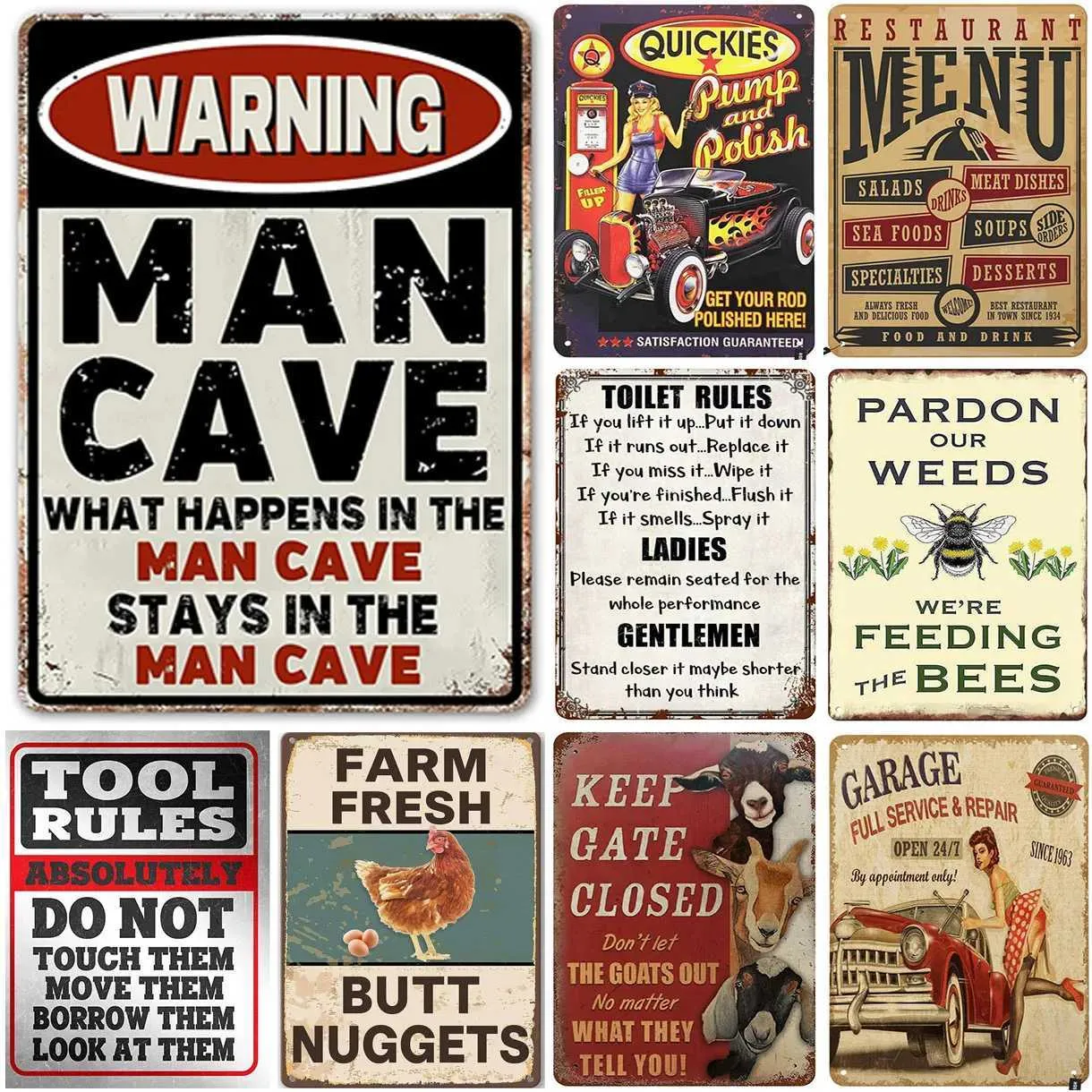 Vintage Man Cave Metal Tin Signs Tool Rules Wall... From Muyixin ...