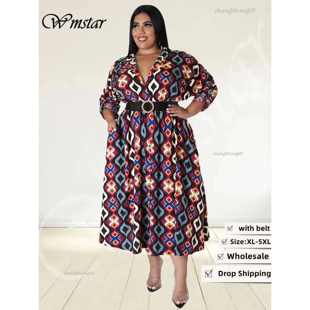 chinese dress ladies Plus Size Printed V-Neck Long Sleeve Maxi Dress Black / 1XL