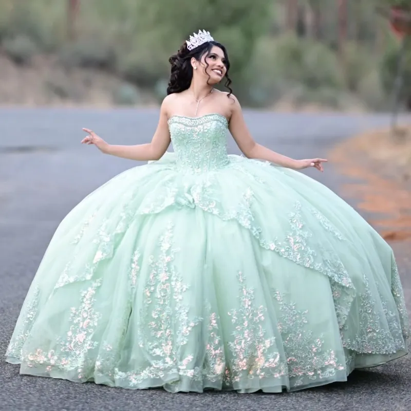 light green birthday dress Sage Green First Birthday Dress, Tutu Flower Girl Dress, Puffy Ruffled Prom Ball Gown, Floral Lace Baby Dress, Special Occasion Infant Dress